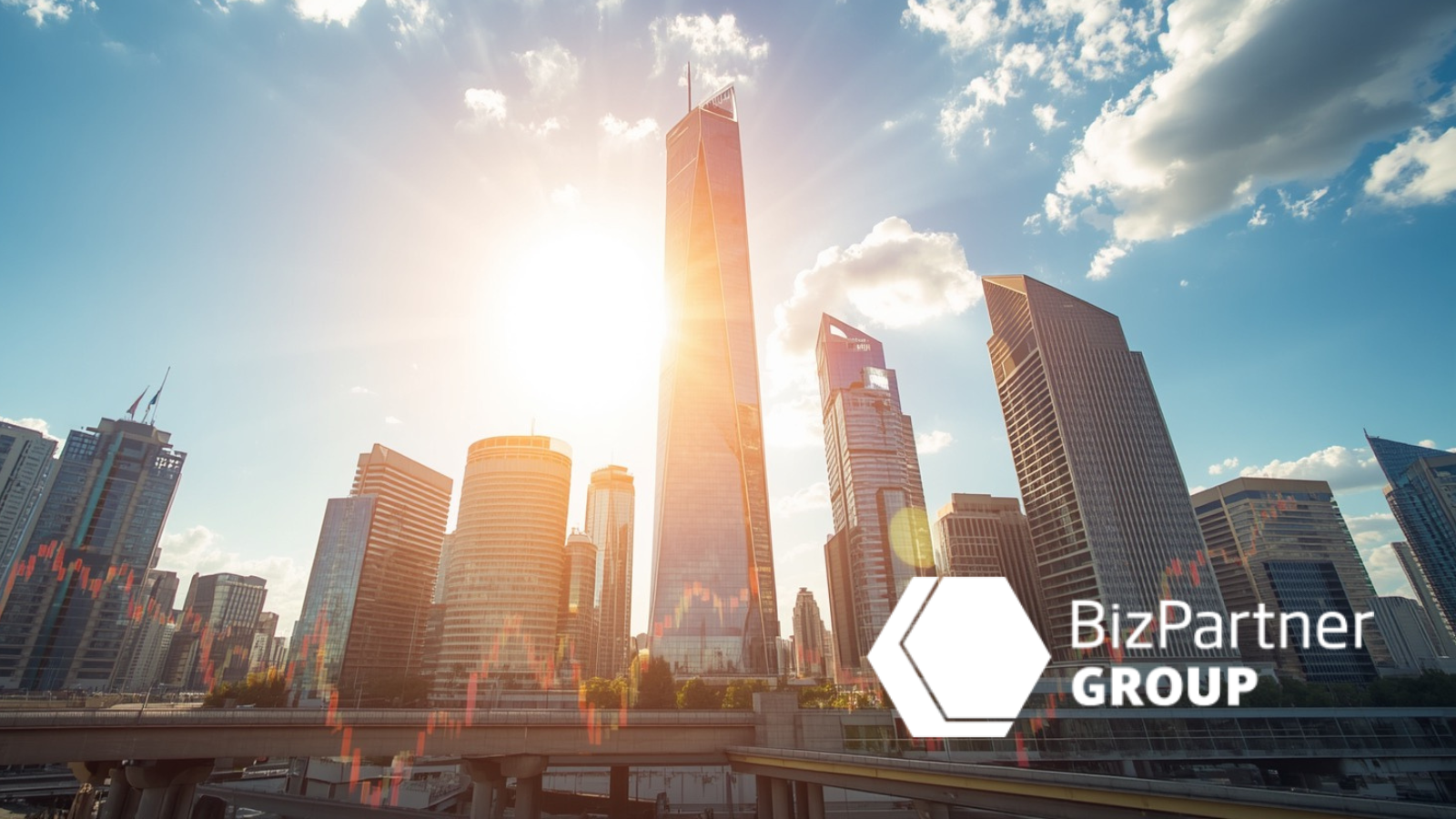A city with bright sun shining through tall skyscraper - BizPartner EN Group
